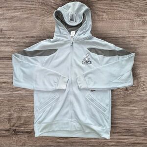 Reebok Light Gray Hooded Zip Jacket with Dark Gray Shoulder Panels